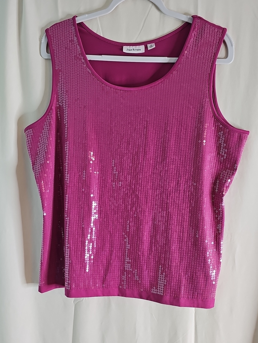 Joan Rivers Fuchsia Sequin Scoop Neck Tank